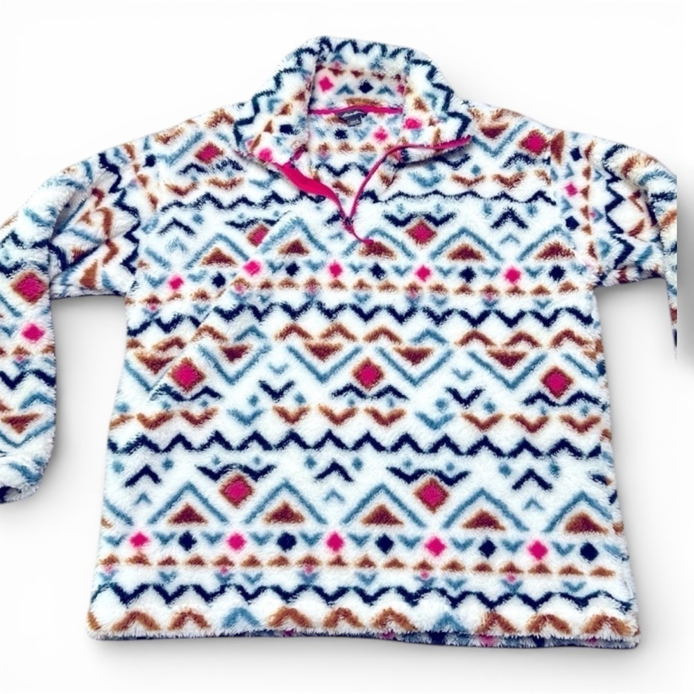 Eddie Bauer Women’s Large Aztec Fleece Pullover Quarter Zip So Soft